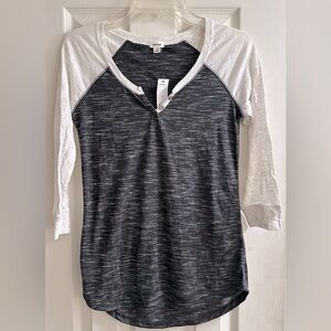 Women's Gray and White Raglan Top